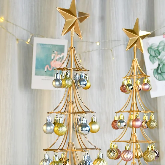 Top1 クリスマス デスクトップ デコレーション クリスマス装飾用ゴールド アイアン クリスマス ツリー